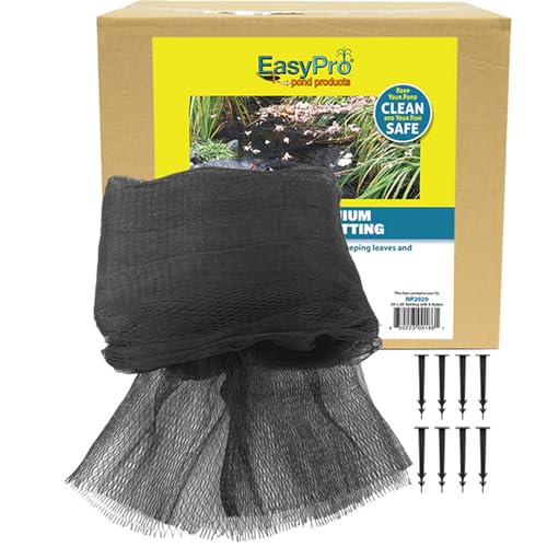 EasyPro NP2020 Premium 3/4-Inch Pond Cover Netting, 20-Feet x 20-Feet with 8 Stakes - size: 20' x 20' with 8 stakes, style: Standard 3/4" Mesh