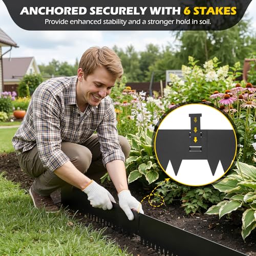 Dyna-Living 20FT Galvanized Steel Landscape Edging 40 x 6 Inch Metal Edging - size: 6 inch