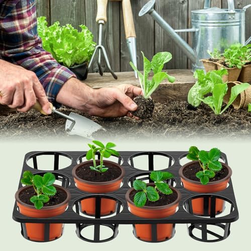 Vercraft 10 Pcs 12 Cell Nursery Planter Trays, for 4 Inch Round Pots