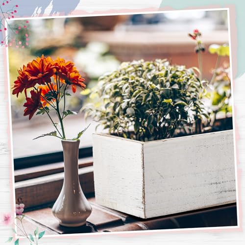 Dandat 2 Set Rectangle Wooden Planter Wood Boxes for Centerpieces White - color: White, size: 16 x 4 Inch