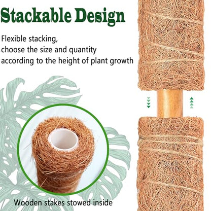 8 Pack 22 Inch Moss Poles, Stackable Moss Pole for Plants Monstera, 70 Inch Tall Moss Poles for Climbing Plants Indoor, Coir Totem Plant Support Stakes Stand for Potted Plants, Pothos - size: 8 pack 22in