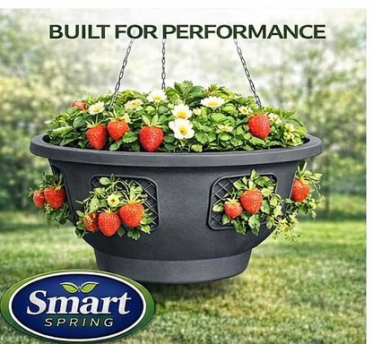 Ultimate Hanging Baskets - Strawberry, Tomato, Flower, and Herb Outdoor Planters - Use Garden Pots for Growing Plants Outside On A Deck, Fence, or Balcony (2) - color: Gray