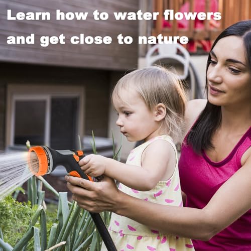 Garden Hose Nozzle with Adjustable 10 Watering Patterns Hose Spray Nozzle - color: Orange