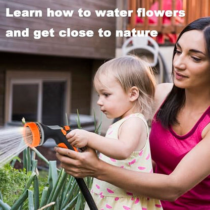 Garden Hose Nozzle with Adjustable 10 Watering Patterns Hose Spray Nozzle - color: Orange