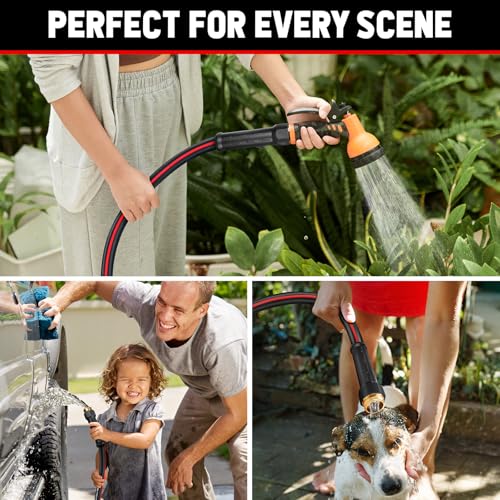 Garden Hose 100ft x 5/8", NON-EXPANDABLE Heavy Duty Premium Flexible Hose - color: Red, size: 100ft