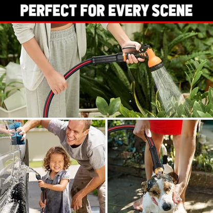 Garden Hose 100ft x 5/8", NON-EXPANDABLE Heavy Duty Premium Flexible Hose - color: Red, size: 100ft