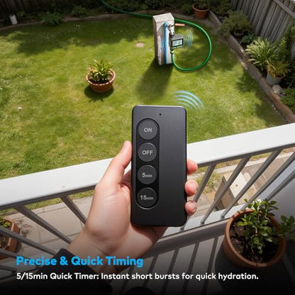 NexusLab Sprinkler Timer with Remote Control, 4-Program Automatic Hose Watering Controller for Garden, Lawn and Greenhouse, Rain Delay, Manual Watering, Child Lock, IP65 Outdoor Design