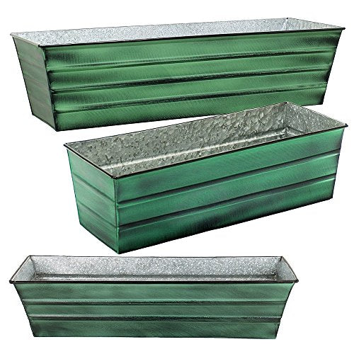 Achla Designs Galvanized Window Flower Box Planter-Green-Medium (24" L x 9.5" W x 7.5" H) - color: Green, size: Medium