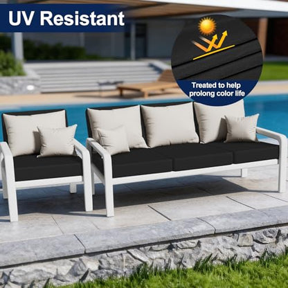 Smiry Waterproof Patio Cushion Covers, Stretch Outdoor Furniture Covers - color: Black, size: 4PCS