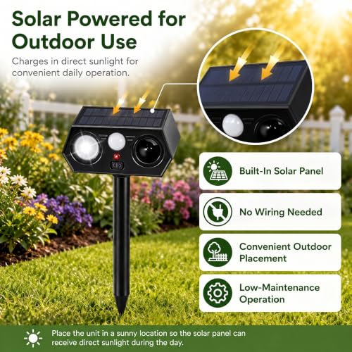 Solar Deer Repellent Outdoor, Motion Activated Animal Deterrent, 4 Pack