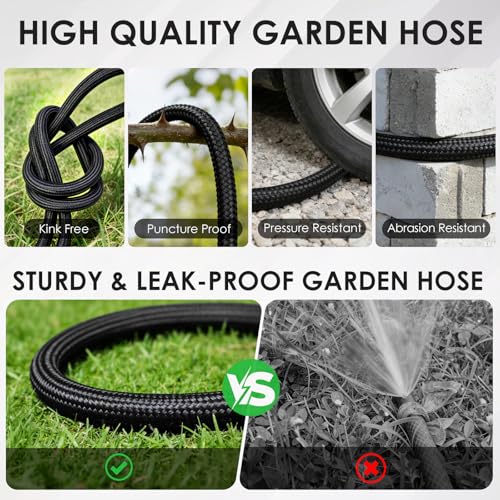 Garden Hose 100 FT, Lightweight Water Hose with 10 Function Nozzle - size: 100FT