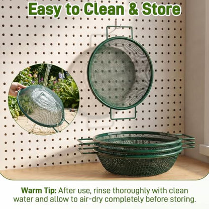 Mulctun 2Pcs Soil Sifter with Handles,Heavy Duty Dirt Sifter for Gardening - color: Green, size: 2 Pcs (2,4mm grid)