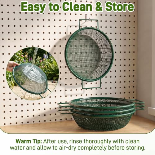 Mulctun 4Pcs Soil Sifter with Handles,Heavy Duty Dirt Sifter for Gardening - color: Green, size: 4 Pcs (2,4,6,8mm grid)