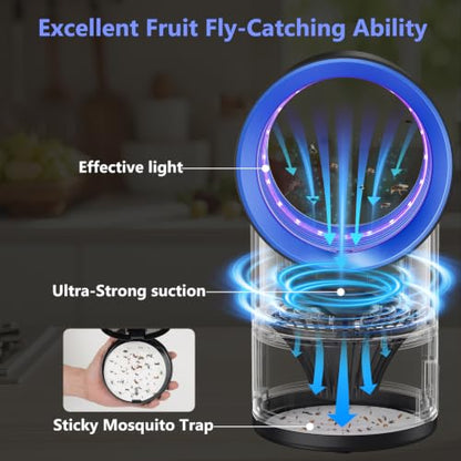 Fruit Fly Traps for Indoors, Blue Gnat Trap Indoor with Suction & Timer - color: Blue