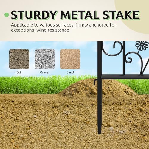 4-Pack 87" x 20" Bird and Daisy Arch Black Metal Garden Trellises - color: 4 Pack 87"- Daisy & Bird Black