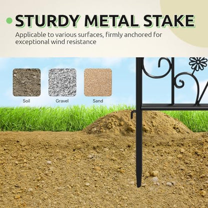 4-Pack 87" x 20" Bird and Daisy Arch Black Metal Garden Trellises - color: 4 Pack 87"- Daisy & Bird Black