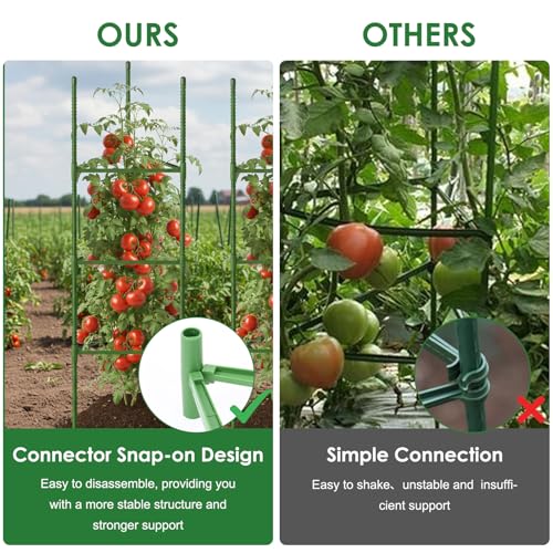 CEWOR 6 Pack Tomato Cage, 51.2 Inch Tall Adjustable Tomato Trellis - size: 51.2 Inch