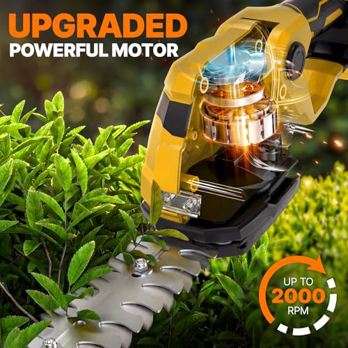 OGERY 21V Cordless Hedge Trimmer & Grass Shears, 2-in-1 Powerful Dual Batteries Electric Bush Trimmer with 8.9” Hedge Blade & 5.1” Grass Trimmer, Adjustable Angle, Lightweight for Garden & Lawn Care