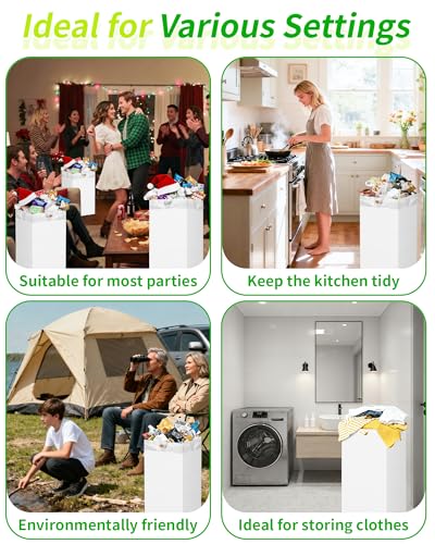 Kaiferty 20 Gallon Disposable Trash Cans for Parties, 4 Pack Extra Large Collapsible Pop Up Trash Can with Handles, Portable Cardboard Garbage Can & Recycling Bin for Party Kitchen Camping, White - size: 4 Pack - 20 Gallon