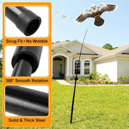 eyijklzo Bird Scarer Kite Stand for 13ft Pole - style: Rotating Base