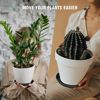 6 Pack Plant Saucer 6 8 10 Inch Plastic Plant Tray, Sturdy and Durable Flower Pot Container Accessories Plant Pot Saucers for Indoor and Outdoor (6 8 10 Inch, Black) - size: 6 8 10 Inch