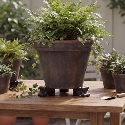 LemonRoad 12 Set Terra Cotta Cement Pot Feet for Outdoor Planters,Black - color: Black