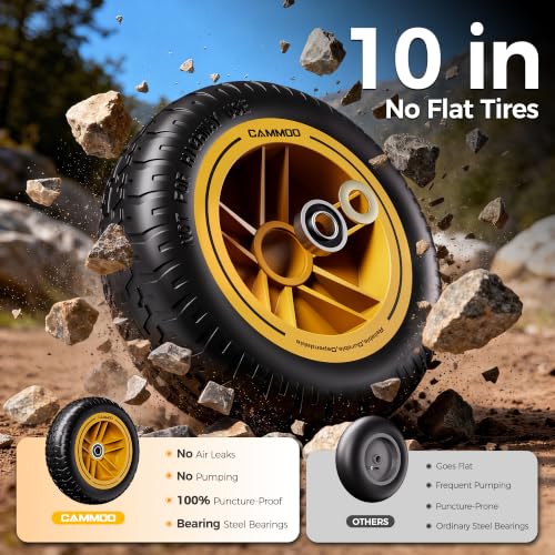 CAMMOO 10-in NO-Flat Tires 900lb Garden Dump Cart Wheelbarrow Garden Wagon - color: Gray