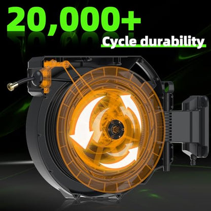 Retractable Garden Hose Reel 1/2 in x130 ft， Wall Mounted Hose Reel - color: Gray, size: 1/2"x130 ft