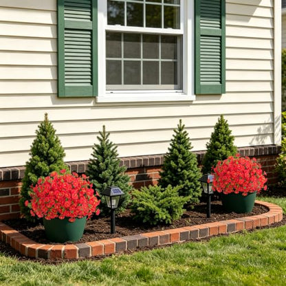 Hrobek Artificial Flowers for Outdoors Faux Petunias Plants UV Resistant - color: Red