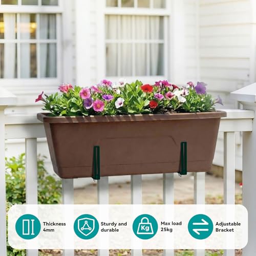 Adjustable Planter Box Brackets,Enhanced Bottom Support,Universal Outdoor Hanging Brackets,Flower Box Brackets for Fence Railings, Windowsill, Patio, Garden,Balcony. (Green) - color: Green