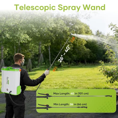 Backpack Sprayer with 2.6Ah Rechargeable Battery, Electric Weed Sprayer