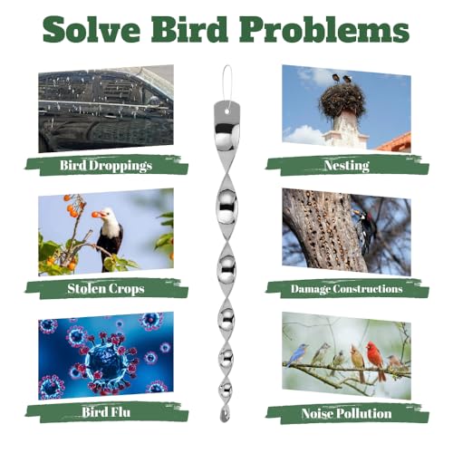jabrand 6pcs Bird Scare Rods, Woodpecker Deterrent Devices for Outside House Garden and Yard Bird Reflective Repellent Devices (Silver) - color: Silver (6pcs)