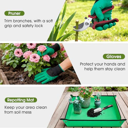 WOWBOX Garden Tools Set, 10 PCS Heavy Duty Gardening Hand Tools Kit, Red - style: Black Red