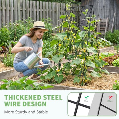DoCred 39.4" H Cucumber Trellis, 2 Pack Foldable A Frame Garden Trellis - color: Steel Black, size: 39.4" H (Standard)