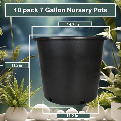 Plant Nursery Pot 7 Gallon Plastic Garden Planter Pots Flower Seedling Injection Molded Container Seed Starting Large Pot Set for Indoor Outdoor Plants Seedlings Vegetables - size: Standard 7 Gallon