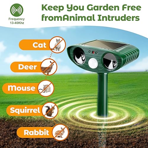 4 Pack Solar Ultrasonic Deer Repellent & Animal Repellent Outdoor