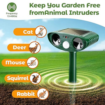 4 Pack Solar Ultrasonic Deer Repellent & Animal Repellent Outdoor