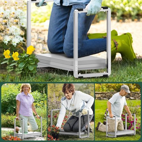 Garden Kneeler and Seat, 10.2" Wider Heavy Duty Thick for Kneeling and Seat - color: Grey