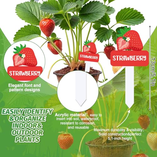 Whaline 22Pcs Acrylic Vegetable Plant Label Signs 22 Styles Funny Cartoon Garden Markers Waterproof Potted Plant Stake Tags with Names for Nursery Indoor Outdoor Garden Decoration