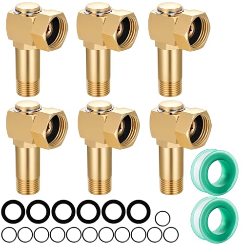 SIGURANTA Garden Hose Reel Replacement Fitting,Brass 3/4"GHT Female to 1/2"NPT Male Swivel Elbow adapter (3.07 inches in length) - color: 3.07 inches in length (6 piece)