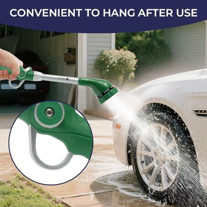 HugeDawn Garden Hose Wand, 16-Inch Heavy Duty Zinc Alloy & Aluminum Watering Wand with 8 Spray Patterns Thumb Control for Hanging Baskets, Garden, Cleaning (Green) - color: Green