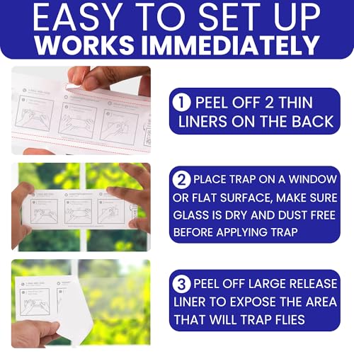 Window Fly Traps Sticky, Fly Paper Indoor for Home, Non-Toxic, 100-Pack - size: 100pk