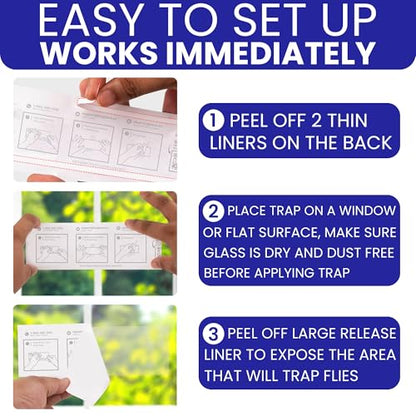 Window Fly Traps Sticky, Fly Paper Indoor for Home, Non-Toxic, 100-Pack - size: 100pk