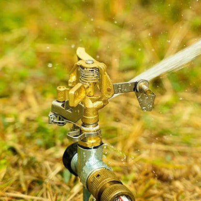 Hourleey 1/2 Inch Brass Impact Sprinkler, Heavy Duty Water Sprinkler Head, Adjustable 0-360 Degree Coverage Pattern, Watering Sprinkler with Nozzles for Large Patio Garden Irrigation (4 Pack) - size: 4 Pack