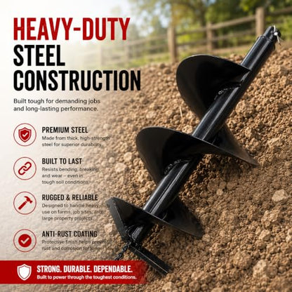XtremepowerUS 8" Replacement Auger Bit for Post Holes Digger Hole Maker Planting Drill 3/4" Shaft Size Plant Fence Hole Digger Gardening DIY Projects - size: 8"
