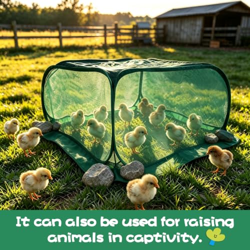 Pop Up Plant Netting Cover 40×40×20” Shade Mesh Cage Shade Top + Mesh Side - size: 100*100*50 2PCS