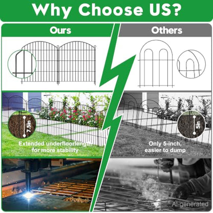 Decorative Garden Fence 32in (H) x22ft (L),Arched Rustproof Metal No Dig - size: 10 Panels-32in(H) x 22ft(L) without Gate
