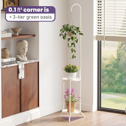 Hanging Plant Stand,Plant Shelf Outdoor Indoor Plant Rack,White - color: White