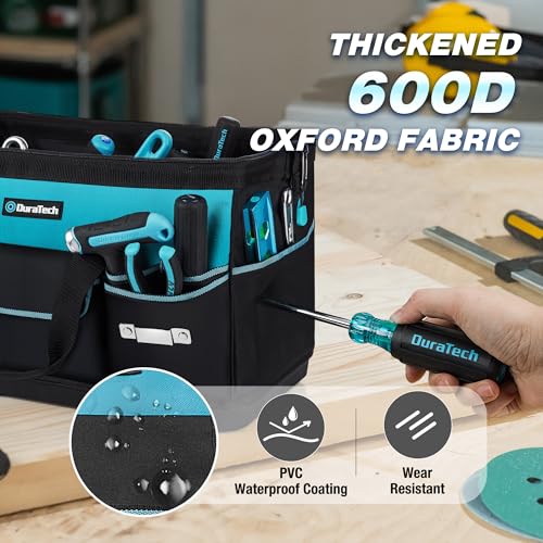 DURATECH 18" Large Tool Bag with Waterproof Hard Bottom, 19 Pockets - size: 18 Inch