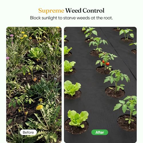 Grenebo Weed Barrier Fabric, Heavy Duty Landscape Fabric, 2.6FT x 50FT - size: 2.6FT x 50FT